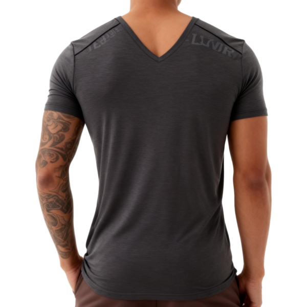 Gray Fitted V-Neck Performance T-Shirt
